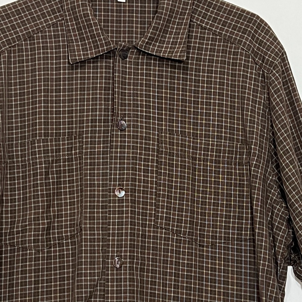 VTG Marc Baxis Los Angeles‎ Micro Plaid Button Short Sleeve Shirt Men Size XL - Picture 3 of 8